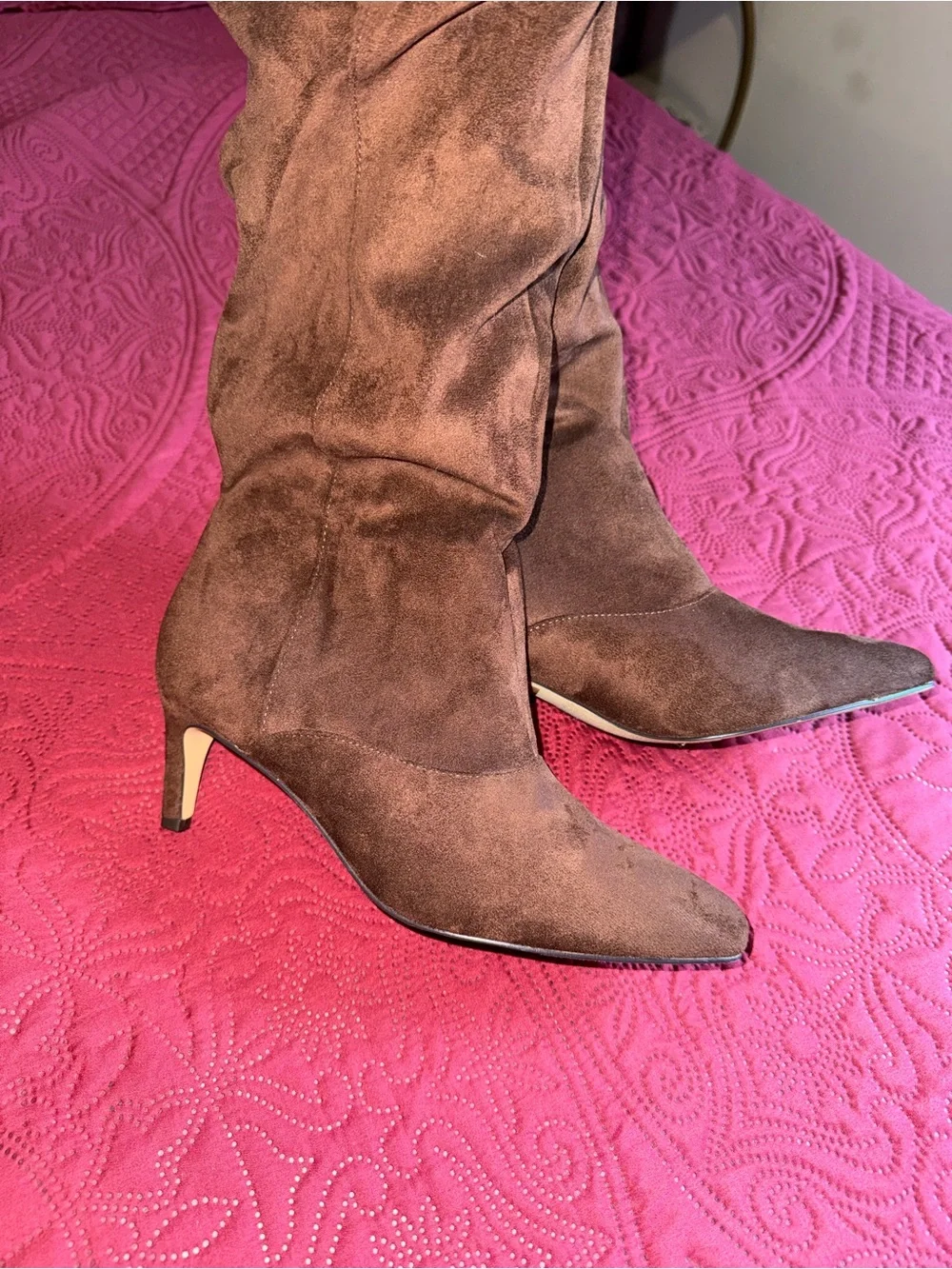 Soda Brown Suede Over-the-Knee Heeled Boots